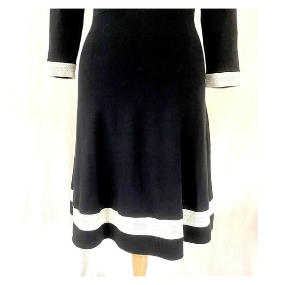 Talbots Sweater Knit Contrast Trim Flare Dress - Picture 3 of 8